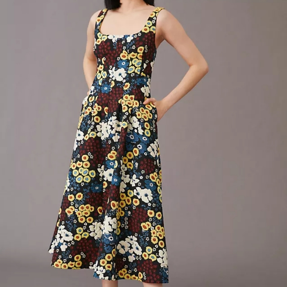 NWT Anthropologie Maeve Marigold Midi Dress, Size 2